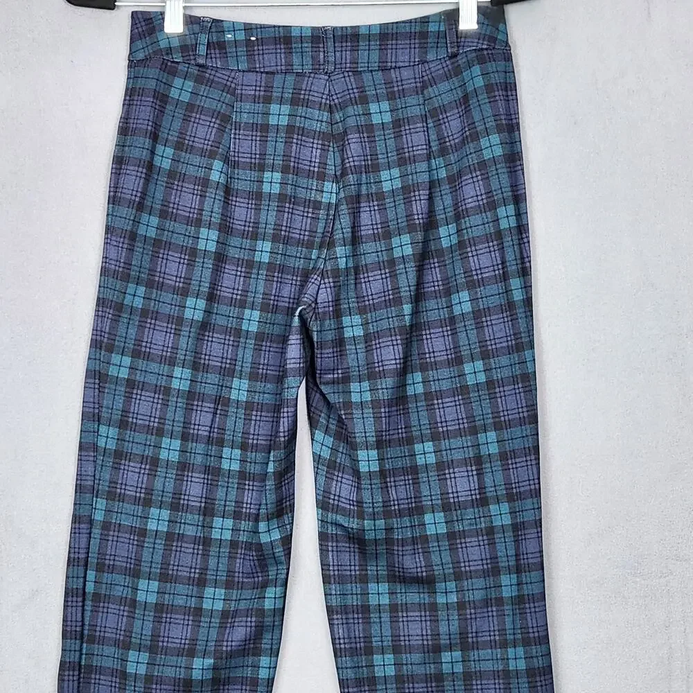 J MCLAUGHLIN Pants Womens Size 0 Green Plaid Straight Leg Measure 28X28
